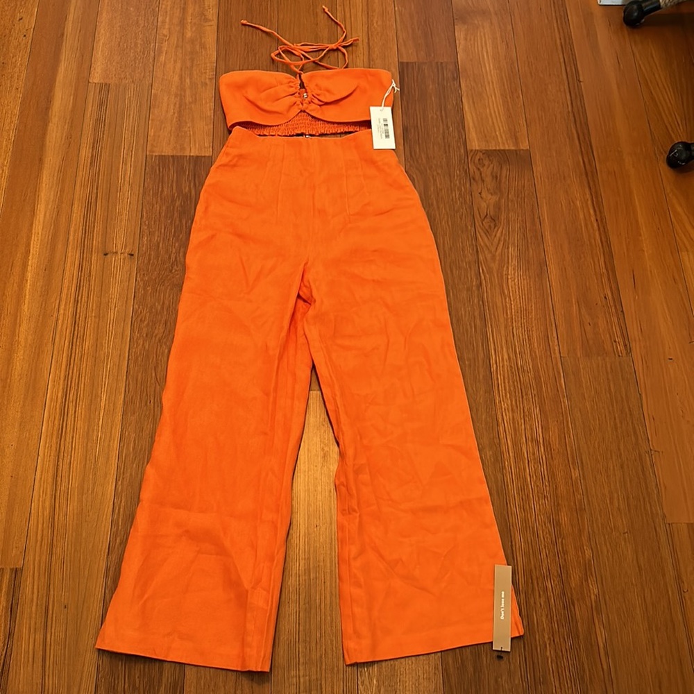 Reformation ISABEL LINEN TWO PIECE IN CITRUS - Picture 4 of 7
